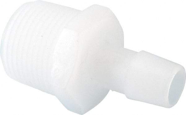 Made in USA - 1/2" Barb, 1/2, Kynar Single Barbed Tube Adapter - Natural, Male - Eagle Tool & Supply