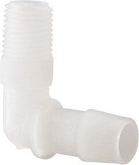 Made in USA - 1/2" Barb, 1/2, Kynar Single Barbed Tube Elbow - Natural, Male - Eagle Tool & Supply