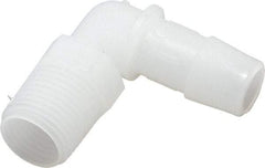 Made in USA - 1/2" Barb, 1/2, Kynar Single Barbed Tube Elbow - Natural, Male - Eagle Tool & Supply