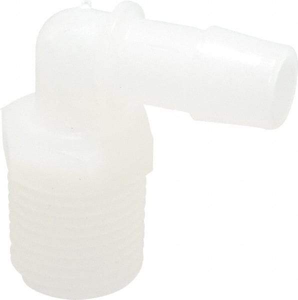 Made in USA - 1/2" Barb, 1/2, Kynar Single Barbed Tube Elbow - Natural, Male - Eagle Tool & Supply