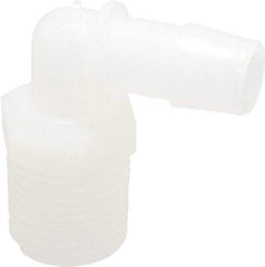 Made in USA - 1/2" Barb, 1/2, Kynar Single Barbed Tube Elbow - Natural, Male - Eagle Tool & Supply