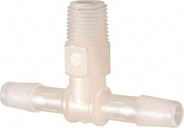 Made in USA - 1/4" Barb, 1/4, Kynar Single Barbed Tube Branch Tee - Natural, Male - Eagle Tool & Supply