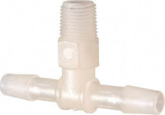 Made in USA - 1/4" Barb, 1/4, Kynar Single Barbed Tube Branch Tee - Natural, Male - Eagle Tool & Supply