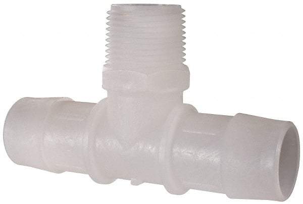 Made in USA - 1" Barb, 1, Kynar Single Barbed Tube Branch Tee - Natural, Male - Eagle Tool & Supply