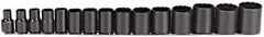Proto - 15 Piece 1/2" Drive Socket Set - 12 Points, 3/8" to 1-1/4" Range, Inch Measurement Standard - Eagle Tool & Supply