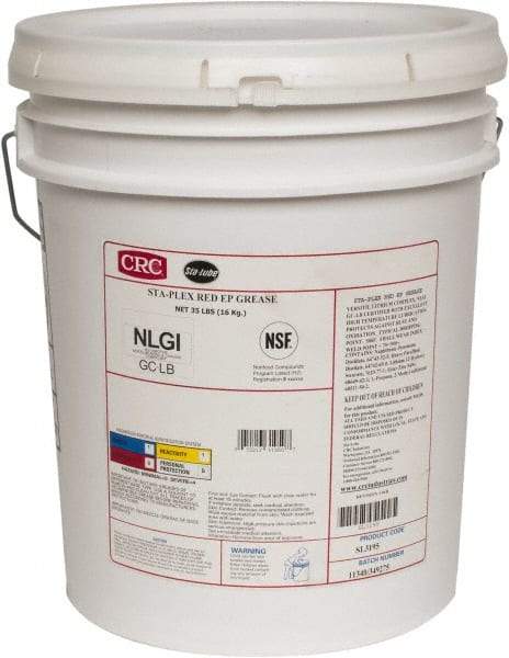 CRC - 35 Lb Pail Lithium Extreme Pressure Grease - Red, Extreme Pressure & Food Grade, 325°F Max Temp, NLGIG 2, - Eagle Tool & Supply