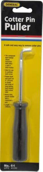 General - 7-1/2" OAL Carbon Steel Cotter Pin Puller Awl - Plastic Handle - Eagle Tool & Supply