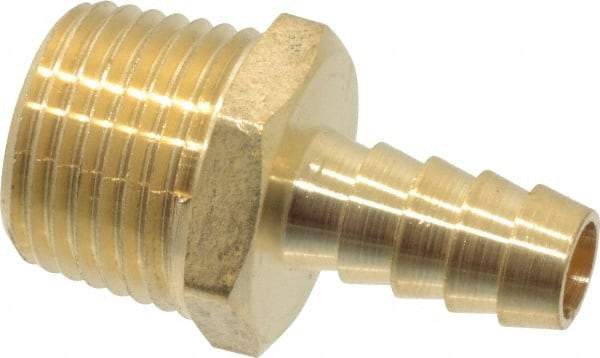 Cerro - 1/2 NPTF Thread Hose Barb x Male NPT Connector - 3/8" ID Hose, Brass - Eagle Tool & Supply