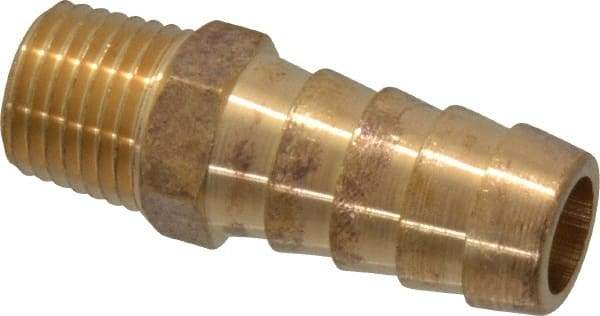 Cerro - 1/4 NPTF Thread Hose Barb x Male NPT Connector - 1/2" ID Hose, Brass - Eagle Tool & Supply