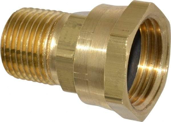 Dixon Valve & Coupling - 1/2 NPTF & 3/4 NH Garden Hose Fitting - Brass, Female Hose to Male Pipe Swivel Connector - Eagle Tool & Supply