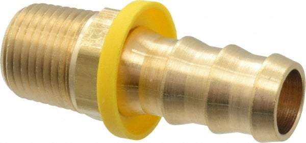 Cerro - 5/8" ID 1/2 NPTF Barbed Push On Male Connector - Brass - Eagle Tool & Supply