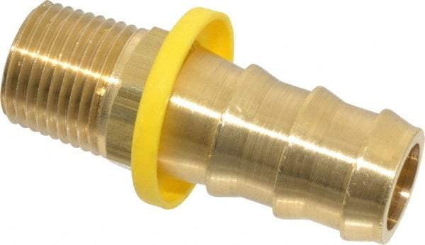 Dixon Valve & Coupling - 3/4" ID 1/2 NPTF Barbed Push On Male Connector - Brass - Eagle Tool & Supply