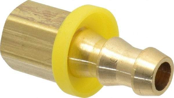 Cerro - 3/8" ID 1/4 NPTF Barbed Push On Female Connector - Brass - Eagle Tool & Supply