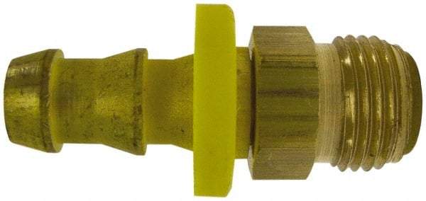 Cerro - 1/4" ID 7/16 UN Barbed Push On Male Connector - 1/4" OD, Brass - Eagle Tool & Supply