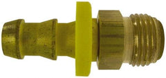 Cerro - 1/4" ID 7/16 UN Barbed Push On Male Connector - 1/4" OD, Brass - Eagle Tool & Supply