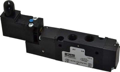 Parker - 1/8", 4-Way Body Ported Stacking Solenoid Valve - 120 VAC, 0.75 CV Rate, Air Return, 2.14" High x 4.67" Long - Eagle Tool & Supply