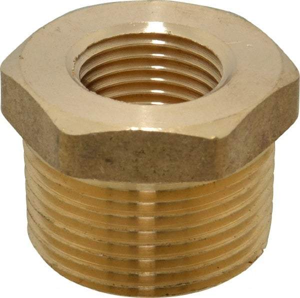 Cerro - 1 Male Thread x 1/2 Female Thread, Brass Industrial Pipe Hex Bushing - MNPTF x FNPTF, 1,200 psi - Eagle Tool & Supply