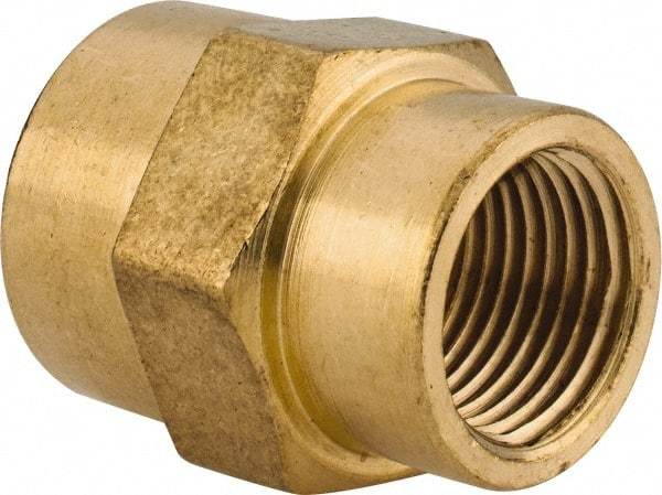 Cerro - 1/2 x 3/8 Female Thread, Brass Industrial Pipe Coupling - FNPTF, 1,200 psi - Eagle Tool & Supply
