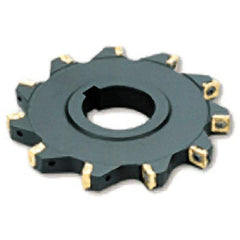 Iscar - Arbor Hole Connection, 0.37" Cutting Width, 1-1/8" Depth of Cut, 4" Cutter Diam, 1-3/4" Hole Diam, 9 Tooth Indexable Slotting Cutter - SSB Toolholder, QPMT 100408PDTN Insert - Eagle Tool & Supply