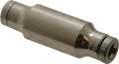 Norgren - 1/8" Outside Diam, Nickel Plated Brass Push-to-Connect Tube Union - 260 Max psi, Tube to Tube Connection - Eagle Tool & Supply