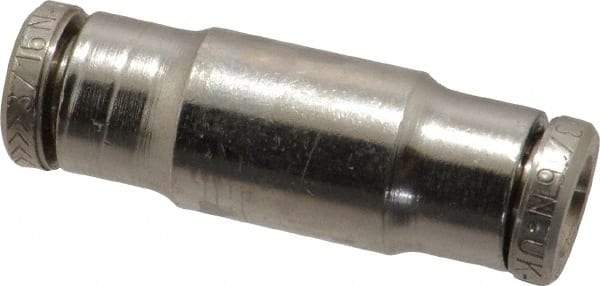 Norgren - 3/16" Outside Diam, Nickel Plated Brass Push-to-Connect Tube Union - 260 Max psi, Tube to Tube Connection - Eagle Tool & Supply