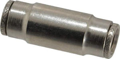 Norgren - 3/8" Outside Diam, Nickel Plated Brass Push-to-Connect Tube Union - 260 Max psi, Tube to Tube Connection - Eagle Tool & Supply