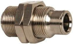 Norgren - 5/16" Outside Diam, M16x1.5, Nickel Plated Brass Push-to-Connect Bulkhead Union - 260 Max psi, Tube to Tube Connection - Eagle Tool & Supply
