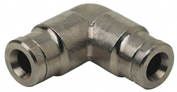 Norgren - 3/16" Outside Diam, Nickel Plated Brass Push-to-Connect Tube Union Elbow - 260 Max psi, Tube to Tube Connection - Eagle Tool & Supply