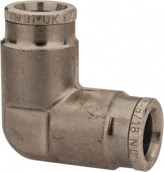 Norgren - 5/16" Outside Diam, Nickel Plated Brass Push-to-Connect Tube Union Elbow - 260 Max psi, Tube to Tube Connection - Eagle Tool & Supply