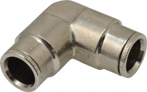 Norgren - 1/2" Outside Diam, Nickel Plated Brass Push-to-Connect Tube Union Elbow - 260 Max psi, Tube to Tube Connection - Eagle Tool & Supply