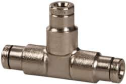 Norgren - 1/8" Outside Diam, Nickel Plated Brass Push-to-Connect Tube Union Tee - 260 Max psi, Tube to Tube Connection - Eagle Tool & Supply