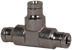 Norgren - 5/32" Outside Diam, Nickel Plated Brass Push-to-Connect Tube Union Tee - 260 Max psi, Tube to Tube Connection - Eagle Tool & Supply