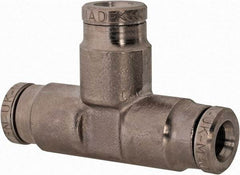 Norgren - 3/16" Outside Diam, Nickel Plated Brass Push-to-Connect Tube Union Tee - 260 Max psi, Tube to Tube Connection - Eagle Tool & Supply