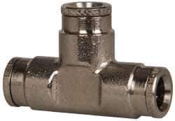 Norgren - 5/16" Outside Diam, Nickel Plated Brass Push-to-Connect Tube Union Tee - 260 Max psi, Tube to Tube Connection - Eagle Tool & Supply