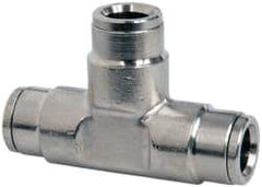 Norgren - 3/8" Outside Diam, Nickel Plated Brass Push-to-Connect Tube Union Tee - 260 Max psi, Tube to Tube Connection - Eagle Tool & Supply
