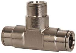 Norgren - 1/2" Outside Diam, Nickel Plated Brass Push-to-Connect Tube Union Tee - 260 Max psi, Tube to Tube Connection - Eagle Tool & Supply