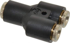 Norgren - 1/4" Tube OD, Nickel Plated Brass Push-to-Connect Tube Union Y - Tube to Tube Connection, 260 Max psi - Eagle Tool & Supply