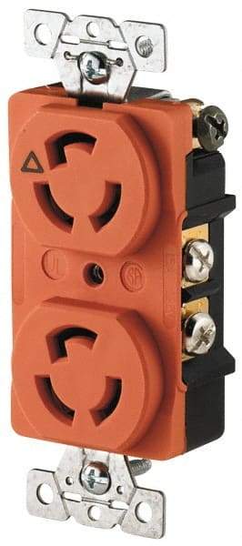 Cooper Wiring Devices - 125 VAC, 15 Amp, L5-15R NEMA, Isolated Ground Receptacle - 2 Poles, 3 Wire, Female End, Orange - Eagle Tool & Supply