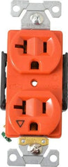 Cooper Wiring Devices - 125 VAC, 20 Amp, 5-20R NEMA Configuration, Orange, Industrial Grade, Isolated Ground Duplex Receptacle - 1 Phase, 2 Poles, 3 Wire, Flush Mount, Chemical and Impact Resistant - Eagle Tool & Supply