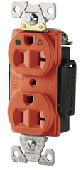 Cooper Wiring Devices - 125 VAC, 20 Amp, 5-20R NEMA Configuration, Orange, Hospital Grade, Isolated Ground Duplex Receptacle - 1 Phase, 2 Poles, 3 Wire, Flush Mount, Chemical, Heat and Impact Resistant - Eagle Tool & Supply