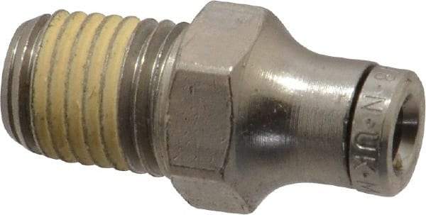 Norgren - 1/16 NPTF, Nickel Plated Brass Push-to-Connect Tube Male Connector - 260 Max psi, Tube to Male NPT Connection - Eagle Tool & Supply