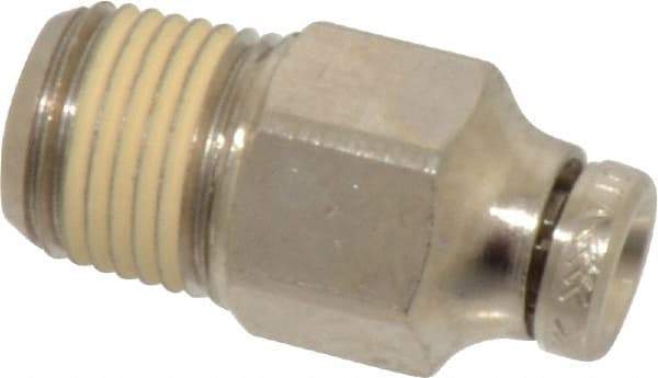 Norgren - 5/32" Tube OD, 1/8 NPTF Nickel Plated Brass Push-to-Connect Tube Male Connector - Tube to Male NPT Connection, 260 Max psi - Eagle Tool & Supply