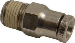 Norgren - 1/8 NPTF, Nickel Plated Brass Push-to-Connect Tube Male Connector - 260 Max psi, Tube to Male NPT Connection - Eagle Tool & Supply