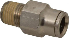 Norgren - 1/4 NPTF, Nickel Plated Brass Push-to-Connect Tube Male Connector - 260 Max psi, Tube to Male NPT Connection - Eagle Tool & Supply