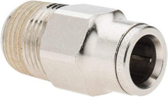 Norgren - 3/8 NPTF, Nickel Plated Brass Push-to-Connect Tube Male Connector - 260 Max psi, Tube to Male NPT Connection - Eagle Tool & Supply