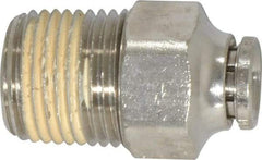 Norgren - 1/2 NPTF, Nickel Plated Brass Push-to-Connect Tube Male Connector - 260 Max psi, Tube to Male NPT Connection - Eagle Tool & Supply