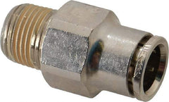 Norgren - 3/8 NPTF, Nickel Plated Brass Push-to-Connect Tube Male Connector - 260 Max psi, Tube to Male NPT Connection - Eagle Tool & Supply
