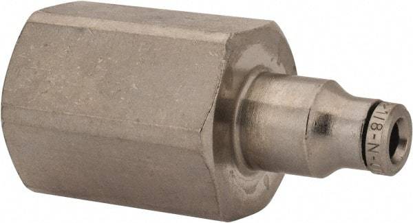 Norgren - 1/4 NPTF, Nickel Plated Brass Push-to-Connect Tube Female Connector - 260 Max psi, Tube to Male NPT Connection - Eagle Tool & Supply