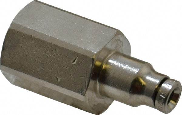Norgren - 1/4 NPTF, Nickel Plated Brass Push-to-Connect Tube Female Connector - 260 Max psi, Tube to Male NPT Connection - Eagle Tool & Supply