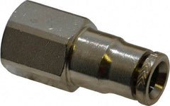 Norgren - 1/8 NPTF, Nickel Plated Brass Push-to-Connect Tube Female Connector - 260 Max psi, Tube to Male NPT Connection - Eagle Tool & Supply